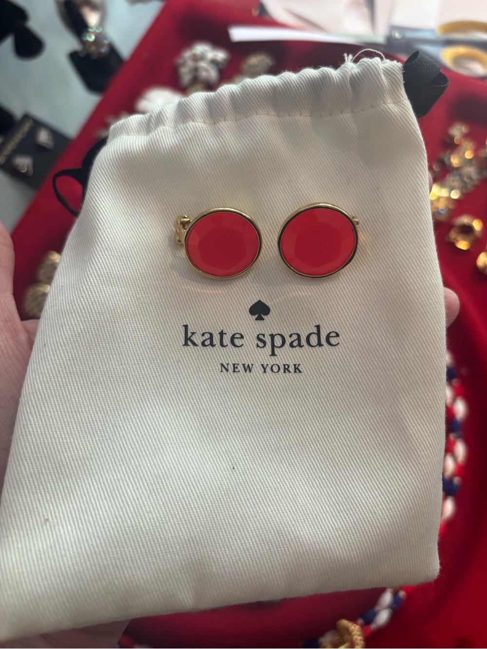 Kate Spade New York hot pink Enamel Clip on Earrings